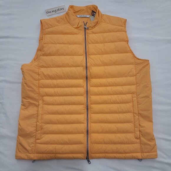 Peter Millar Golf Crown Elite Light Golden Ray Orange Puffer Vest Sz M MSRP $200 - Picture 1 of 7